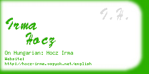 irma hocz business card